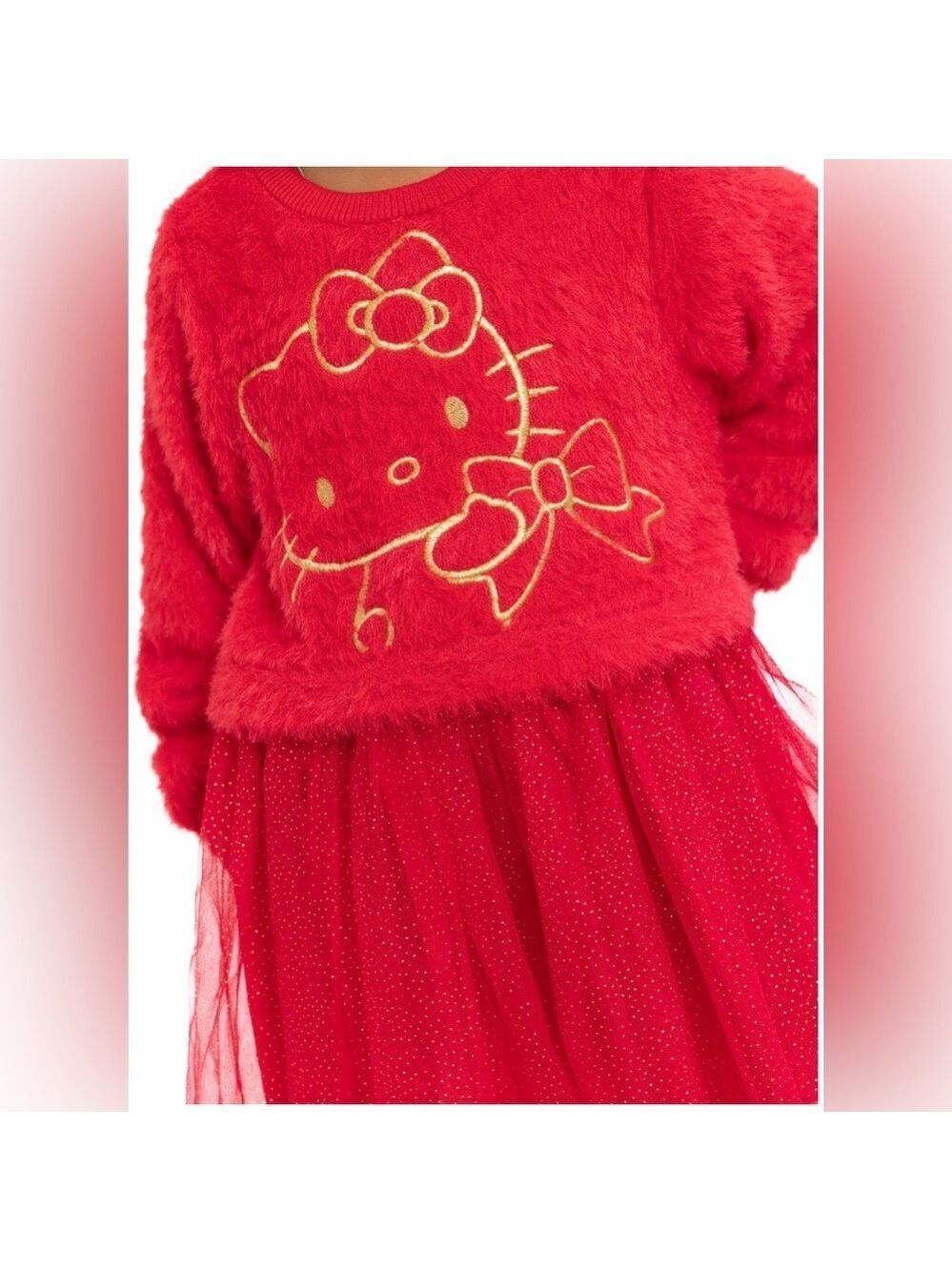 Hello Kitty Red Tutu Sweater Dress Girls 18M Holiday Party - Picture 12 of 14